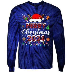 Merry Christmas 2024 Family Squad Matching Outfit Santa Tie-Dye Long Sleeve Shirt