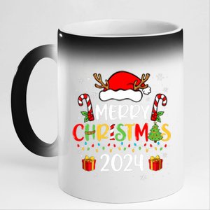 Merry Christmas 2024 Santa Hat Matching Family Pajamas Xmas 11oz Black Color Changing Mug