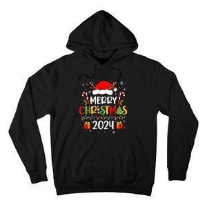 Merry Christmas 2024 Santa Hat Matching Family Pajamas Xmas Hoodie