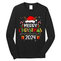 Merry Christmas 2024 Santa Hat Matching Family Pajamas Xmas Long Sleeve Shirt