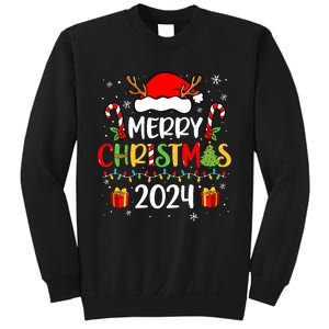 Merry Christmas 2024 Santa Hat Matching Family Pajamas Xmas Sweatshirt