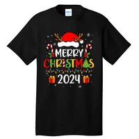 Merry Christmas 2024 Santa Hat Matching Family Pajamas Xmas Tall T-Shirt