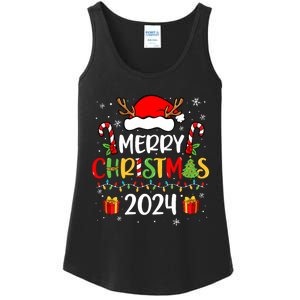 Merry Christmas 2024 Santa Hat Matching Family Pajamas Xmas Ladies Essential Tank