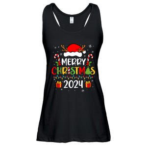 Merry Christmas 2024 Santa Hat Matching Family Pajamas Xmas Ladies Essential Flowy Tank