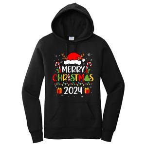 Merry Christmas 2024 Santa Hat Matching Family Pajamas Xmas Women's Pullover Hoodie