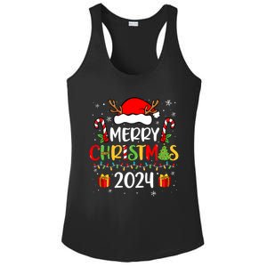 Merry Christmas 2024 Santa Hat Matching Family Pajamas Xmas Ladies PosiCharge Competitor Racerback Tank