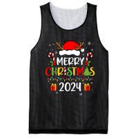 Merry Christmas 2024 Santa Hat Matching Family Pajamas Xmas Mesh Reversible Basketball Jersey Tank