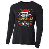 Merry Christmas 2024 Santa Hat Matching Family Pajamas Xmas Cooling Performance Long Sleeve Crew