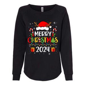 Merry Christmas 2024 Santa Hat Matching Family Pajamas Xmas Womens California Wash Sweatshirt