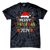 Merry Christmas 2024 Santa Hat Matching Family Pajamas Xmas Tie-Dye T-Shirt