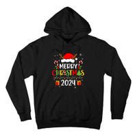 Merry Christmas 2024 Santa Hat Matching Family Pajamas Xmas Tall Hoodie