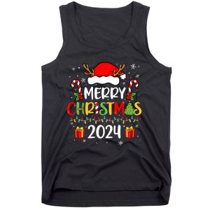 Merry Christmas 2024 Santa Hat Matching Family Pajamas Xmas Tank Top