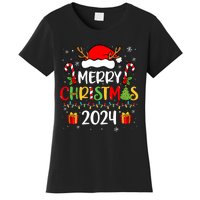 Merry Christmas 2024 Santa Hat Matching Family Pajamas Xmas Women's T-Shirt