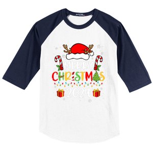 Merry Christmas 2024 Santa Hat Matching Family Pajamas Xmas Baseball Sleeve Shirt