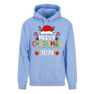 Merry Christmas 2024 Santa Hat Matching Family Pajamas Xmas Unisex Surf Hoodie