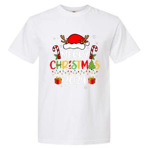 Merry Christmas 2024 Santa Hat Matching Family Pajamas Xmas Garment-Dyed Heavyweight T-Shirt