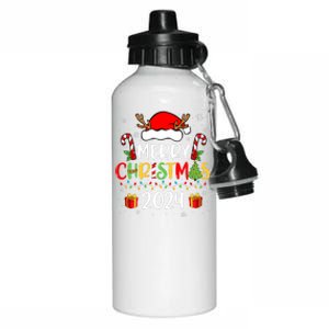 Merry Christmas 2024 Santa Hat Matching Family Pajamas Xmas Aluminum Water Bottle