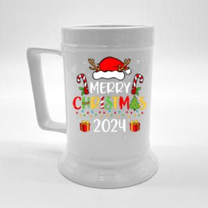 Merry Christmas 2024 Santa Hat Matching Family Pajamas Xmas Beer Stein