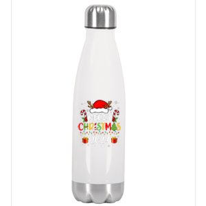 Merry Christmas 2024 Santa Hat Matching Family Pajamas Xmas Stainless Steel Insulated Water Bottle