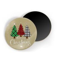 Merry Christmas 3 Xmas Trees Buffalo Plaid Family Matching Magnet