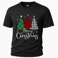 Merry Christmas 3 Xmas Trees Buffalo Plaid Family Matching Performance Shirt