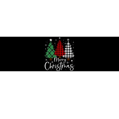 Merry Christmas 3 Xmas Trees Buffalo Plaid Family Matching Bumper Sticker