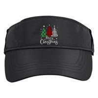 Merry Christmas 3 Xmas Trees Buffalo Plaid Family Matching Adult Drive Performance Visor