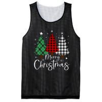 Merry Christmas 3 Xmas Trees Buffalo Plaid Family Matching Mesh Reversible Basketball Jersey Tank