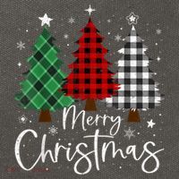 Merry Christmas 3 Xmas Trees Buffalo Plaid Family Matching Cotton Canvas Backpack