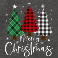Merry Christmas 3 Xmas Trees Buffalo Plaid Family Matching Vector Backpack