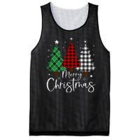 Merry Christmas 3 Xmas Trees Buffalo Plaid Family Matching Mesh Reversible Basketball Jersey Tank