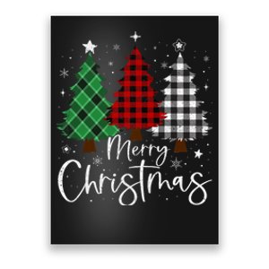 Merry Christmas 3 Xmas Trees Buffalo Plaid Family Matching Poster