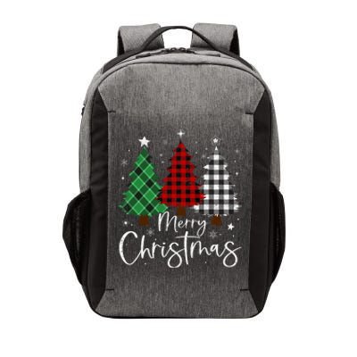 Merry Christmas 3 Xmas Trees Buffalo Plaid Family Matching Vector Backpack