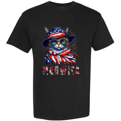 MEOWICA Cat 4th July Sunglasses Merica Cat American Flag Garment-Dyed Heavyweight T-Shirt