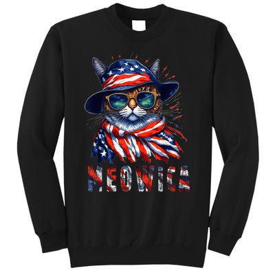 MEOWICA Cat 4th July Sunglasses Merica Cat American Flag Sweatshirt