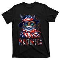 MEOWICA Cat 4th July Sunglasses Merica Cat American Flag T-Shirt