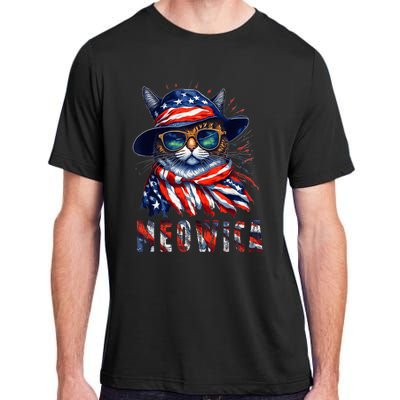 MEOWICA Cat 4th July Sunglasses Merica Cat American Flag Adult ChromaSoft Performance T-Shirt