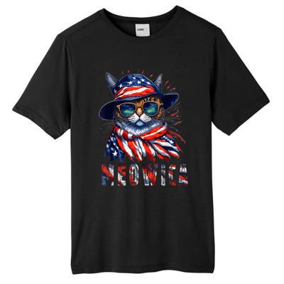 MEOWICA Cat 4th July Sunglasses Merica Cat American Flag Tall Fusion ChromaSoft Performance T-Shirt