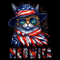 MEOWICA Cat 4th July Sunglasses Merica Cat American Flag Drawstring Bag