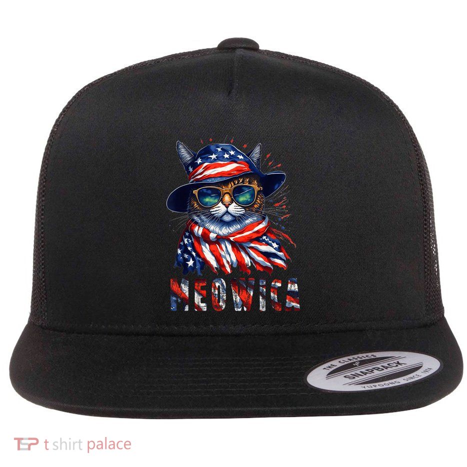 MEOWICA Cat 4th July Sunglasses Merica Cat American Flag Flatbill Hat