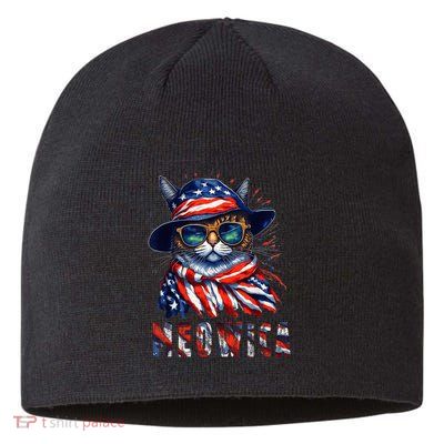 MEOWICA Cat 4th July Sunglasses Merica Cat American Flag Sustainable Beanie