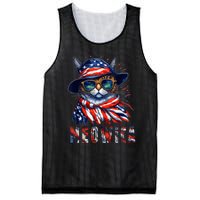 MEOWICA Cat 4th July Sunglasses Merica Cat American Flag Mesh Reversible Basketball Jersey Tank