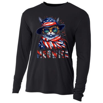 MEOWICA Cat 4th July Sunglasses Merica Cat American Flag Cooling Performance Long Sleeve Crew