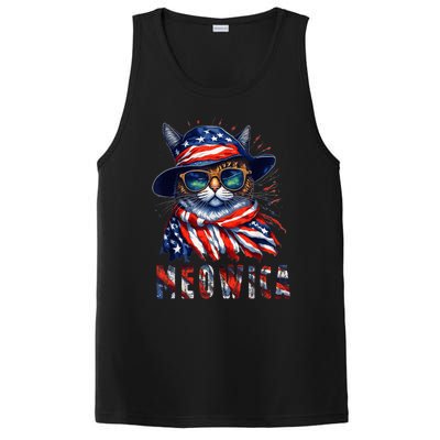 MEOWICA Cat 4th July Sunglasses Merica Cat American Flag PosiCharge Competitor Tank