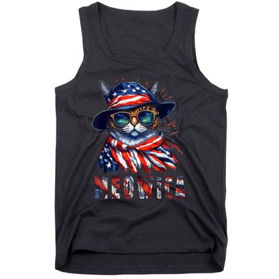 MEOWICA Cat 4th July Sunglasses Merica Cat American Flag Tank Top