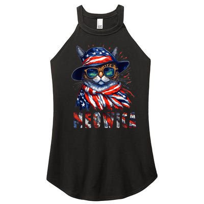 MEOWICA Cat 4th July Sunglasses Merica Cat American Flag Women’s Perfect Tri Rocker Tank