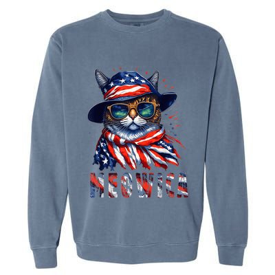 MEOWICA Cat 4th July Sunglasses Merica Cat American Flag Garment-Dyed Sweatshirt