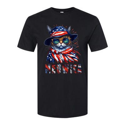 MEOWICA Cat 4th July Sunglasses Merica Cat American Flag Softstyle® CVC T-Shirt