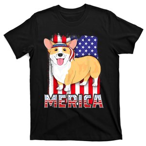 Merica Corgi 4th Of July Family Women Dog American Flag T-Shirt