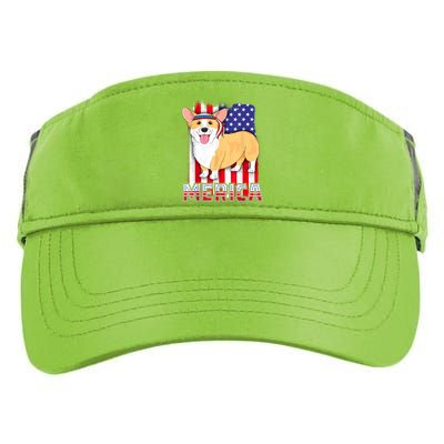 Merica Corgi 4th Of July Family Women Dog American Flag Adult Drive Performance Visor